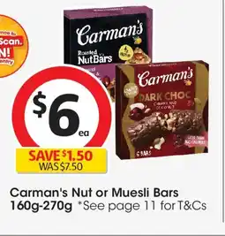Coles Carman's Nut or Muesli Bars offer