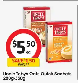 Coles Uncle Tobys Oats Quick Sachets offer