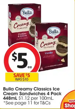 Coles Bulla Creamy Classics Ice Cream Sandwiches offer