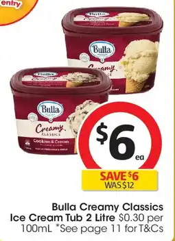 Coles Bulla Creamy Classics Ice Cream Tub offer