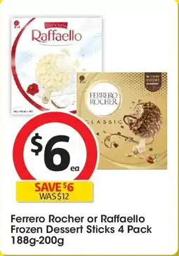 Coles Ferrero Rocher or Raffaello Frozen Dessert Sticks offer