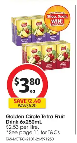 Coles Golden Circle Tetra Fruit Drink offer
