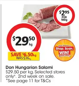 Coles Don Hungarian Salami offer