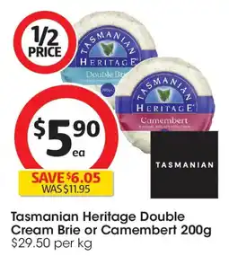 Coles Tasmanian Heritage Double Cream Brie or Camembert offer