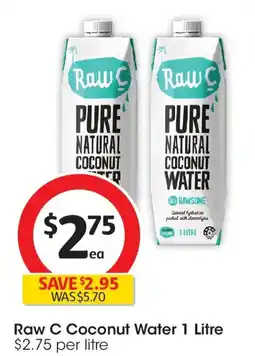 Coles Raw c pure natural coconut water offer