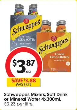 Coles Schweppes soda water bottle classic mixers glass multipack offer