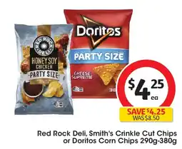 Coles Red rock deli potato chips party bag honey soy & chicken offer