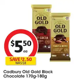 Coles Cadbury old gold roast almond dark chocolate block offer