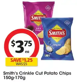 Coles Smith's crinkle cut original potato chips offer