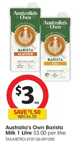Coles Australias Own Barista Oat Milk offer