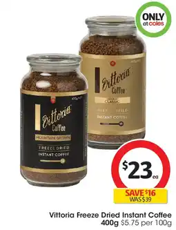 Coles Vittoria freeze dried mountain grown instant coffee offer