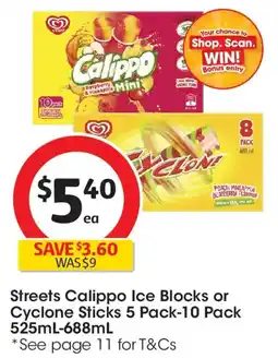 Coles Streets calippo super mix ice blocks offer