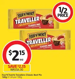 Coles Four'n twenty traveller microwavable classic beef pie offer