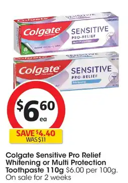 Coles Colgate sensitive pro relief whitening toothpaste offer