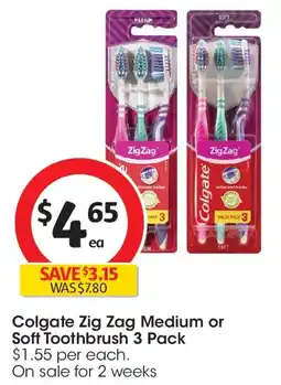 Coles Colgate zig zag medium toothbrush offer
