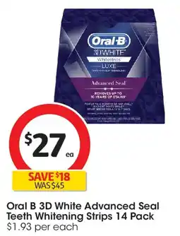 Coles Oral b 3d white advanced seal whitening strips offer