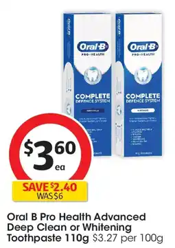 Coles Oral b pro health advanced deep clean toothpaste offer