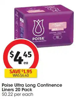 Coles Poise liners for bladder leaks ultra long offer