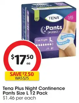 Coles Tena Plus Night Pants Size L offer