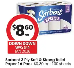 Coles Sorbent 3 ply soft & strong toilet paper offer