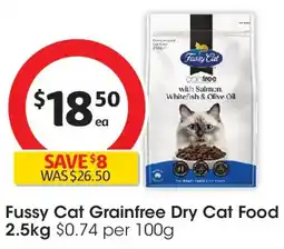 Coles Fussy Cat Grainfree Dry Cat Food with Salmon, Whitefish & Olive Oil offer