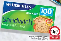 Coles Hercules Clickzip Resealable Sandwich Bags offer