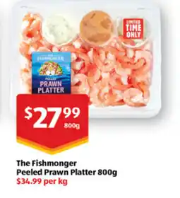 ALDI The Fishmonger Peeled Prawn Platter offer