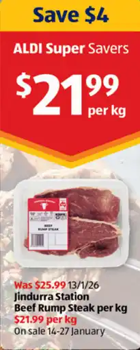 ALDI Jindurra Station Beef Rump Steak per offer