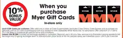 Coles When you purchase Myer Gift Cards offer