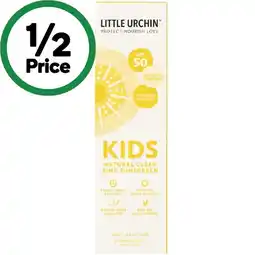 Woolworths Little Urchin SPF 50 Kids Natural Clear Zinc Sunscreen offer