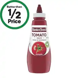 Woolworths MasterFoods Tomato or Barbecue Sauce 475-500ml offer