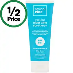 Woolworths Ethical Zinc SPF 50+ Natural Clear Zinc Sunscreen offer
