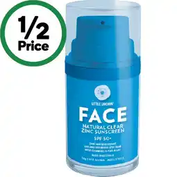 Woolworths Little Urchin SPF 50+ Face Natural Clear Zinc Sunscreen offer