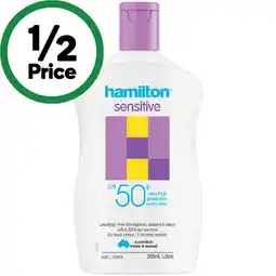Woolworths Hamilton SPF 50+ Sensitive Sunscreen Lotion offer