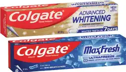 Coles Colgate Advanced Whitening & Tartar or Max Fresh Toothpaste 200g offer