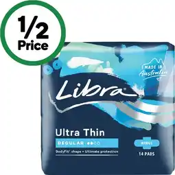 Woolworths Libra Ultra Thin Pads Wings Regular offer