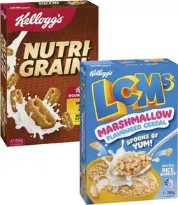 Coles Kellogg's LCMs Cereal 295g or Nutri Grain 290g offer