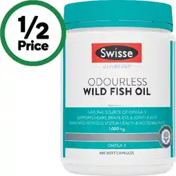 Woolworths Swisse Ultiboost Odourless Wild Fish Oil Capsules offer