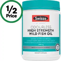 Woolworths Swisse Ultiboost Odourless High Strength Wild Fish Oil 1500mg Capsules offer