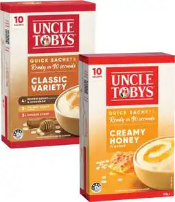 Coles Uncle Tobys Oats Quick Sachets-350g offer