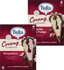 Coles Bulla Creamy Classics Ice Cream Cones 520mL offer