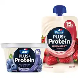 Woolworths Pauls Plus+ Protein Yoghurt Pot or Pouch 150-160g offer