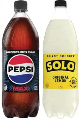 Coles Pepsi or Solo Soft Drink 1.25 Litre offer