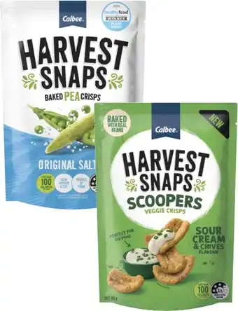 Coles Calbee Harvest Snaps 120g or Scoopers 90g offer