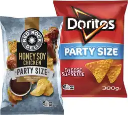 Coles Red Rock Deli, Smith's Crinkle Cut Chips or Doritos Corn Chips 290g-380g offer
