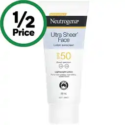 Woolworths Neutrogena SPF 50 Ultra Sheer Face Sunscreen Lotion§ offer
