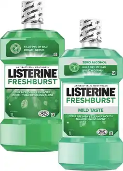 Coles Listerine Freshburst or Freshburst Zero Mouthwash 1 Litre offer