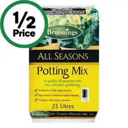 Woolworths Brunnings All Seasons Potting Mix or Pine Bark 25 Litre offer