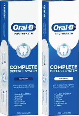 Coles Oral B Pro Health Advanced Deep Clean or Whitening Toothpaste 110g offer