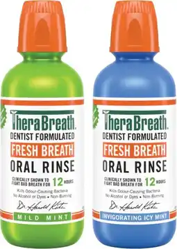 Coles Therabreath Mouthwash Mild Mint or Icy Mint 473mL offer